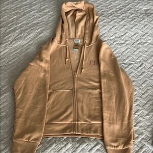 Victoria's Secret Pink Tan Zip-Up Hoodie